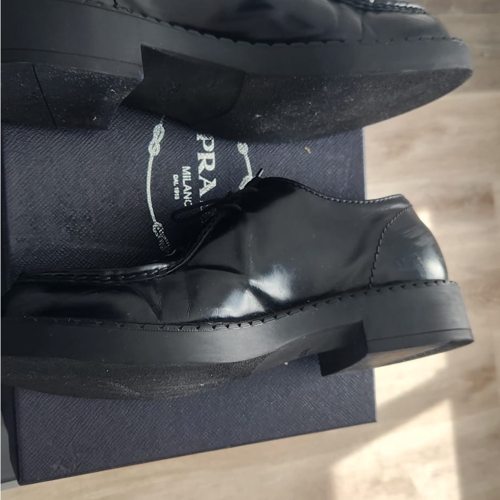 Prada men's chunky lug sole black shoes size 9.5 US lace up - Picture 5 of 9